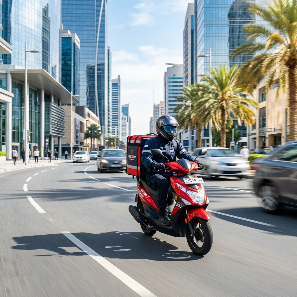 Livreur Le Coursier en scooter